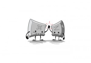 the control computer button and the z computer button high fiving