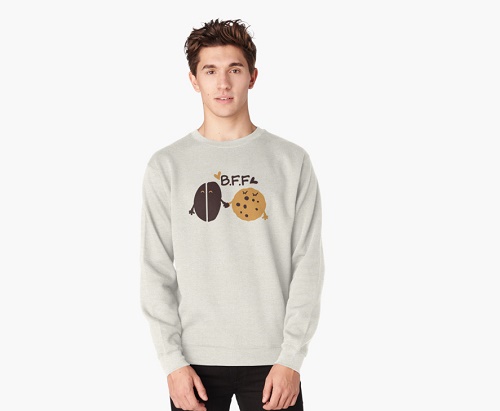 coffee bean and cookie holding hands, with text "BFF"