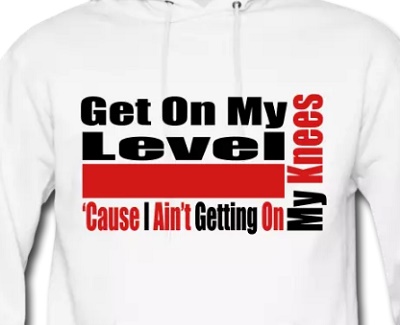 get on my level 'cause i ain't getting on my knees