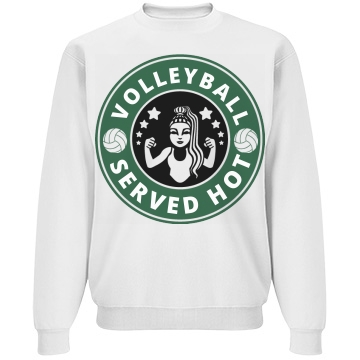 volleyball served hot, starbucks inspired logo