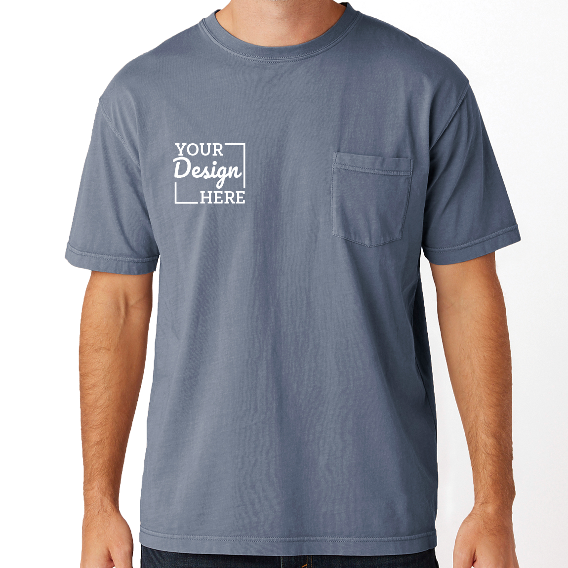 Custom Pocketed Cotton Heritage Shirts BlueCotton