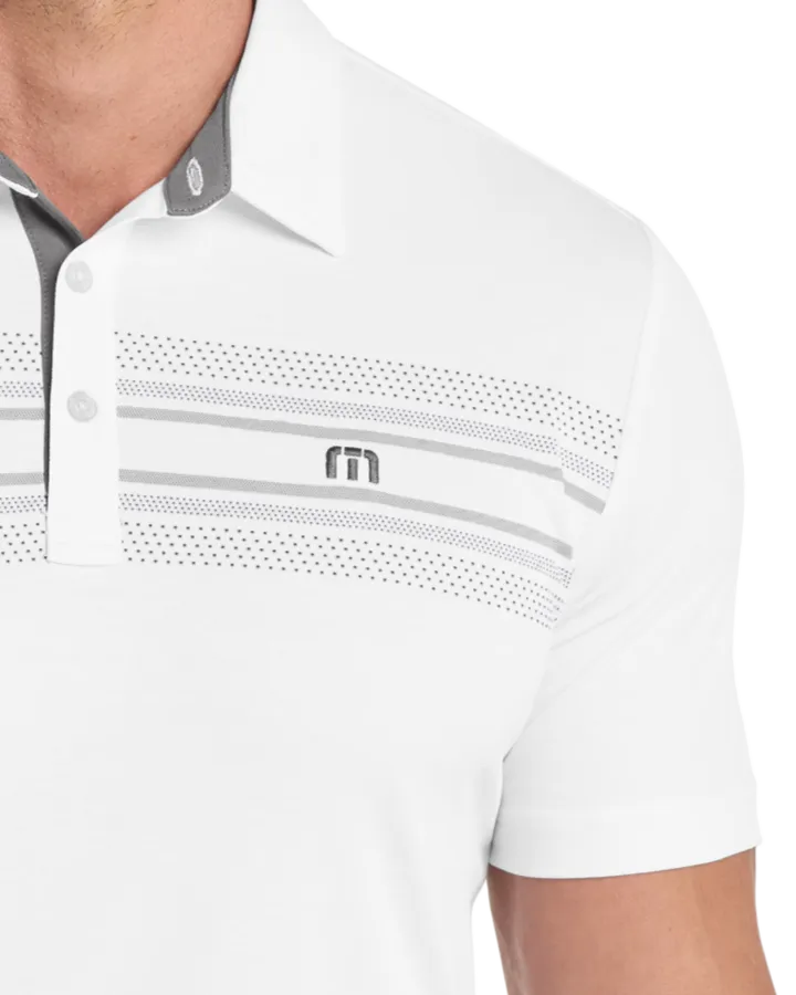 Closeup of a TM1MW450 TravisMathew Monterey Chest Stripe Polo