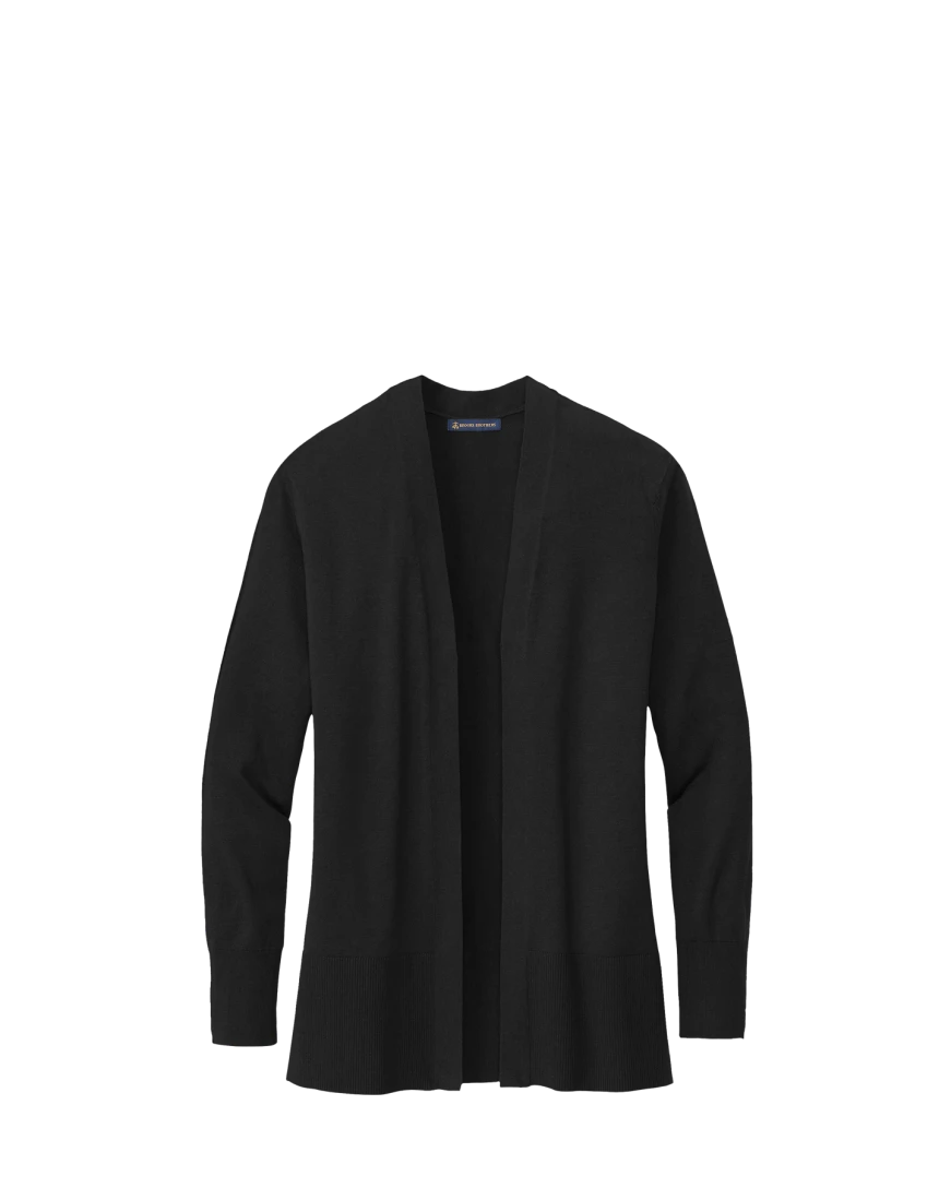 Model wearing a BB18403 Brooks Brothers® Women’s Cotton Stretch Long Cardigan Sweater