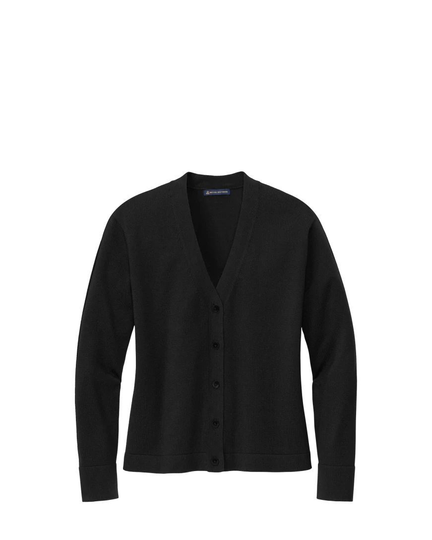 Model wearing a BB18405 Brooks Brothers® Women’s Cotton Stretch Cardigan Sweater
