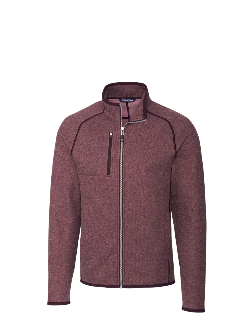 Model wearing a MCO00050 Cutter & Buck Mainsail Sweater-Knit Mens Full Zip Jacket