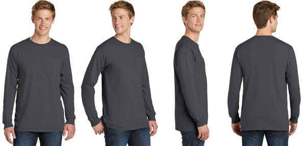 PC099LSP Port & Company Pigment Dyed Long Sleeve Pocket Tee