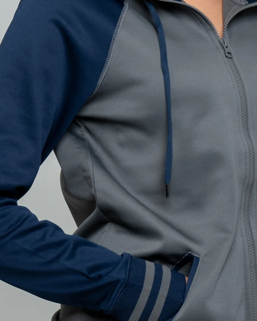Closeup of a LST236 Sport-Tek Ladies Sport-Wick Varsity Fleece Full-Zip Hooded Jacket