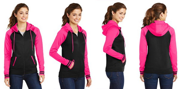 LST236 Sport-Tek Ladies Sport-Wick Varsity Fleece Full-Zip Hooded Jacket