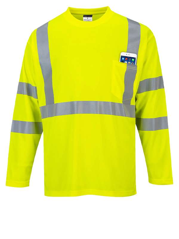 S191 Portwest Hi-Vis Long Sleeve Pocket T-Shirt