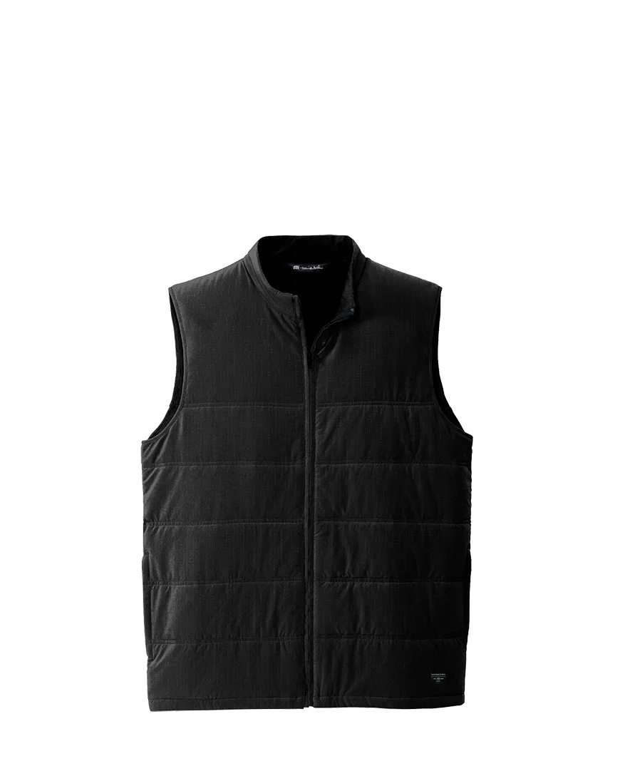 Model wearing a TM1MW453 TravisMathew Cold Bay Vest