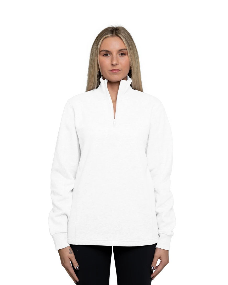 Model wearing a LST253 Sport-Tek Ladies 1/4-Zip Sweatshirt
