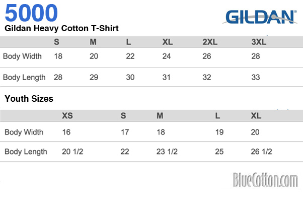 Gildan Heavy Cotton Size Chart