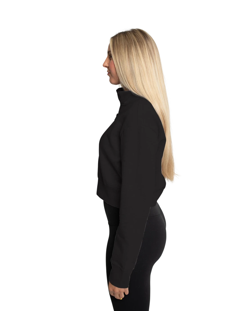 Image of a model wearing a DT6111 District® Women’s V.I.T.™ Fleece 1/2-Zip