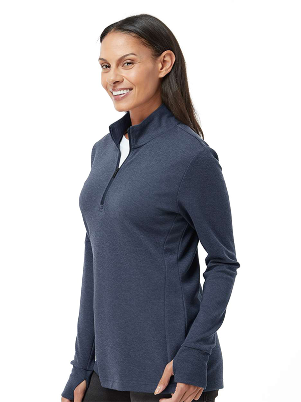 A555 Adidas Women's 3-Stripes Quarter-Zip Sweater