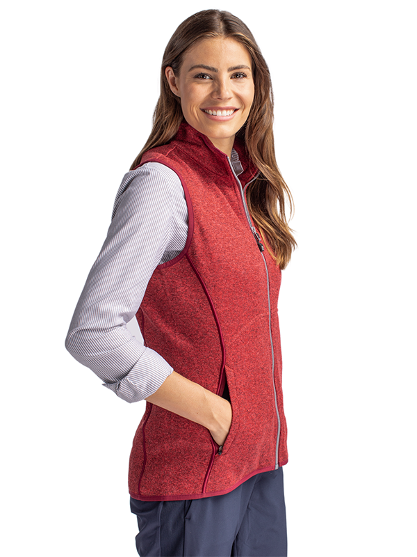 LCO00058 Cutter & Buck Mainsail Sweater Knit Womens Full Zip Vest