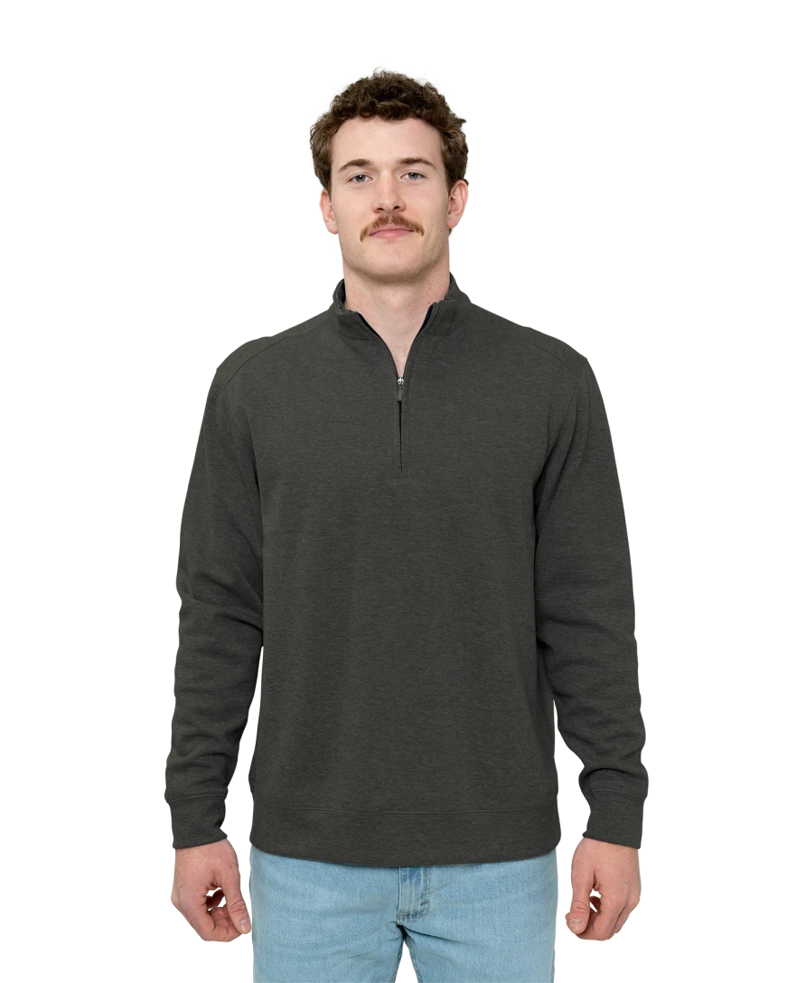 Model wearing a K807 Port Authority Interlock 1/4-Zip