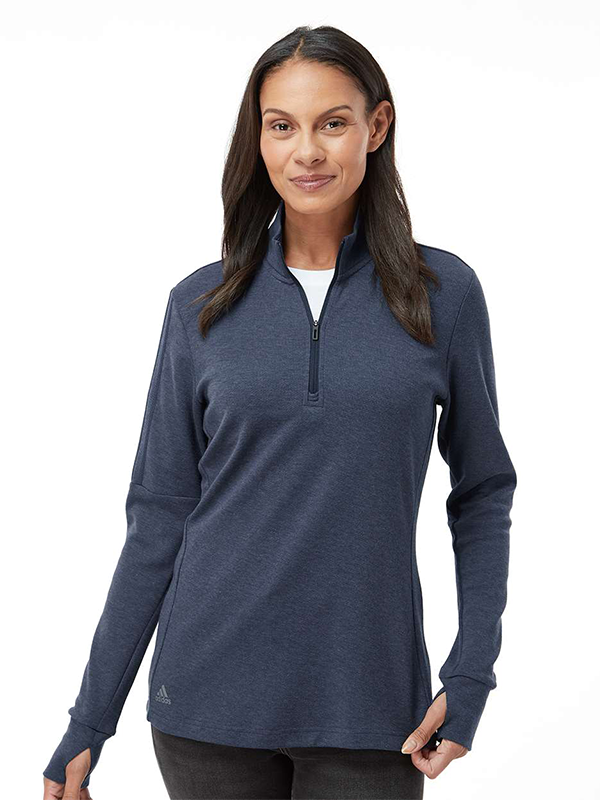 A555 Adidas Women's 3-Stripes Quarter-Zip Sweater