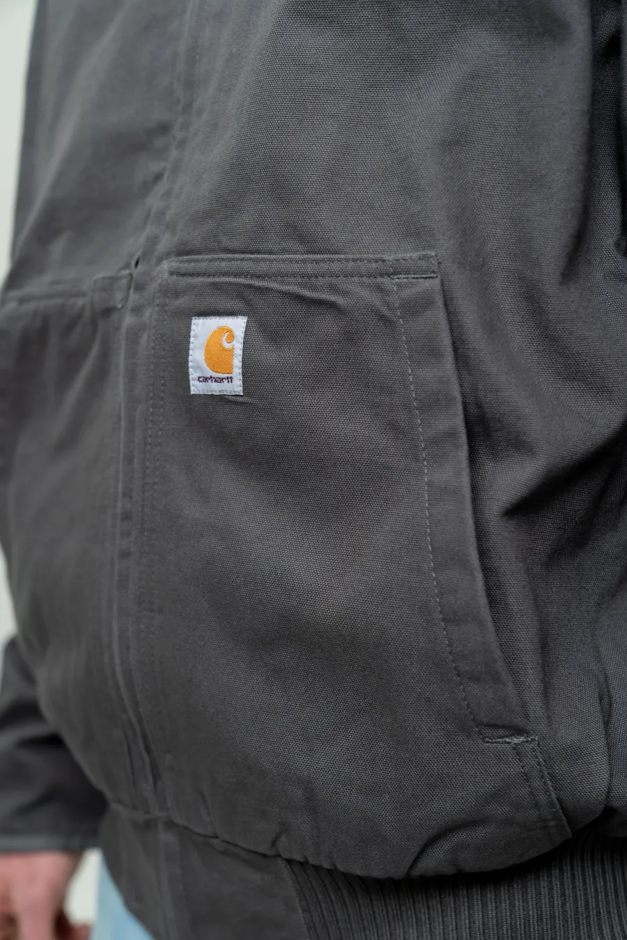 Closeup of a CT104050 Carhartt Washed Duck Active Jac