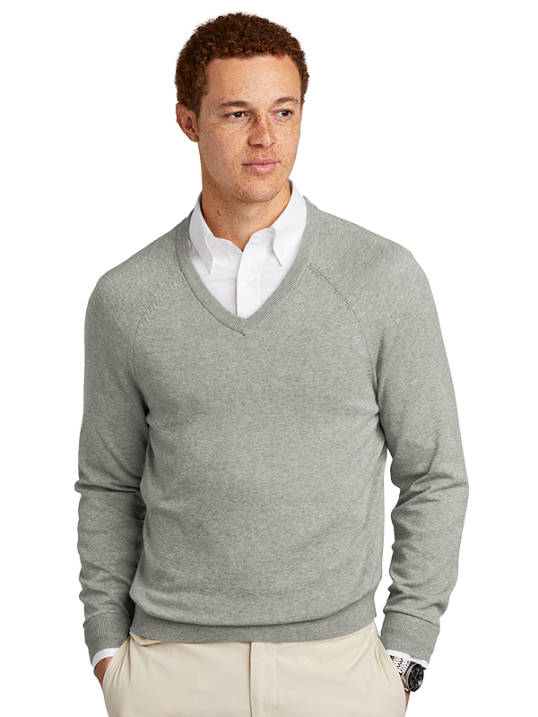BB18400 Brooks Brothers® Cotton Stretch V-Neck Sweater