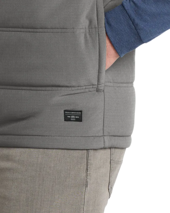 Closeup of a TM1MW453 TravisMathew Cold Bay Vest