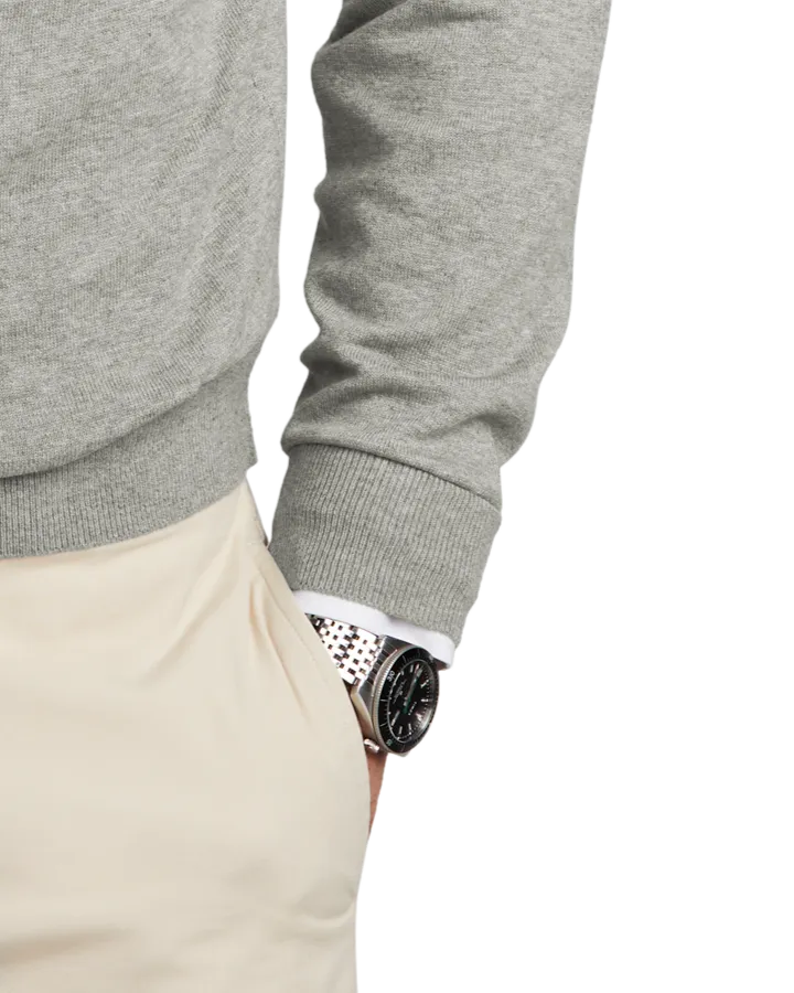 Closeup of a BB18400 Brooks Brothers® Cotton Stretch V-Neck Sweater