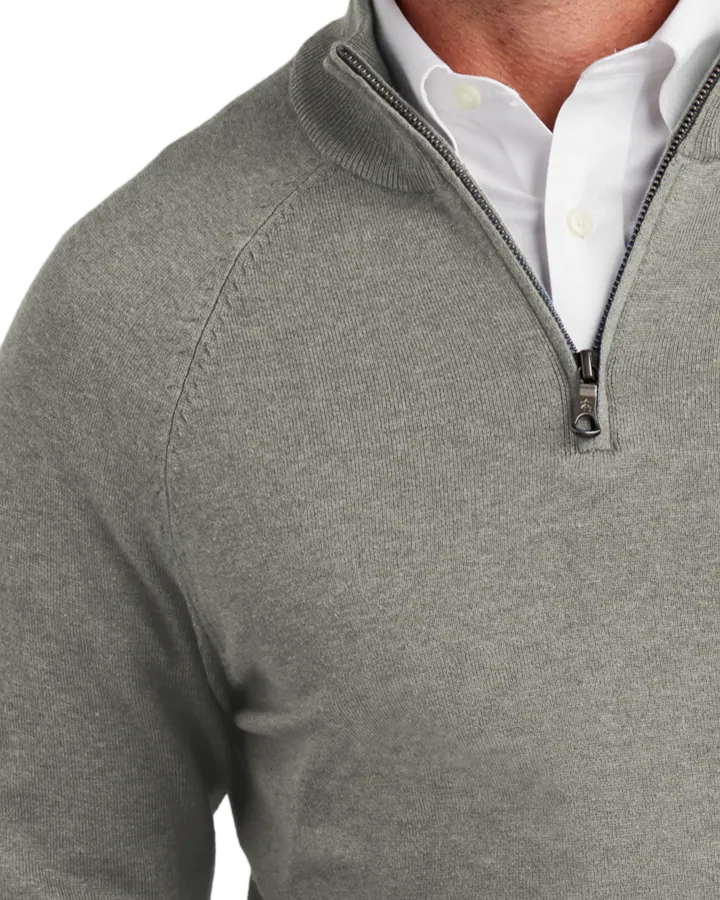 Closeup of a BB18402 Brooks Brothers® Cotton Stretch 1/4-Zip Sweater