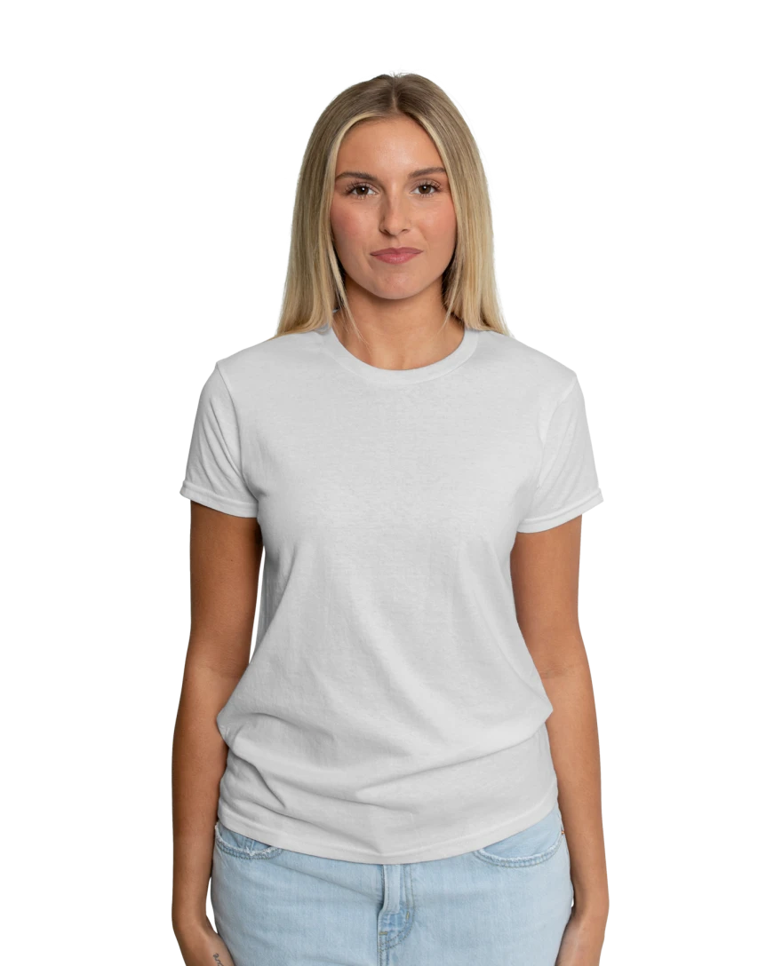 Model wearing a 2000L Gildan Ladies' Ultra Cotton Tee