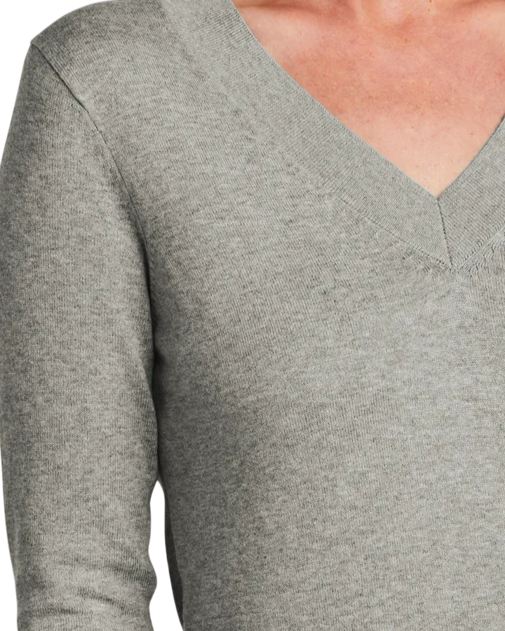Closeup of a BB18401 Brooks Brothers® Women’s Cotton Stretch V-Neck Sweater