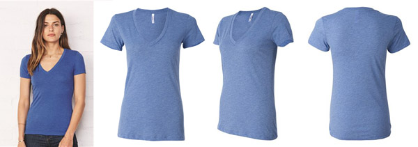 8435 Bella Ladies Tri-Blend Short-Sleeve Deep V-Neck T-Shirt