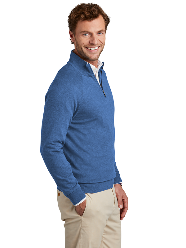 BB18402 Brooks Brothers® Cotton Stretch 1/4-Zip Sweater