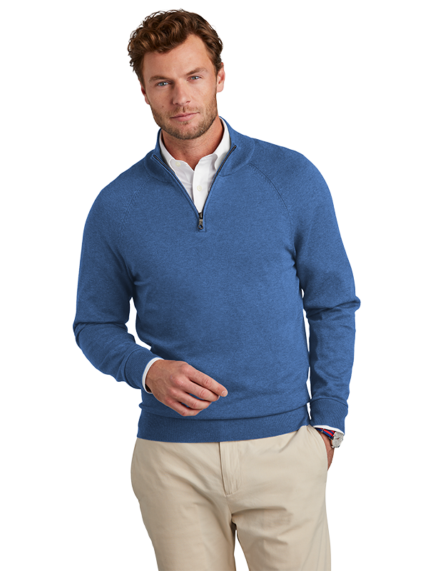 BB18402 Brooks Brothers® Cotton Stretch 1/4-Zip Sweater