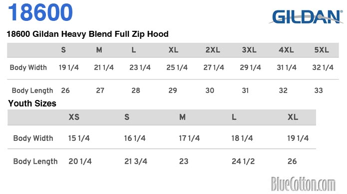 Gildan Heavy Blend Size Chart | escapeauthority.com
