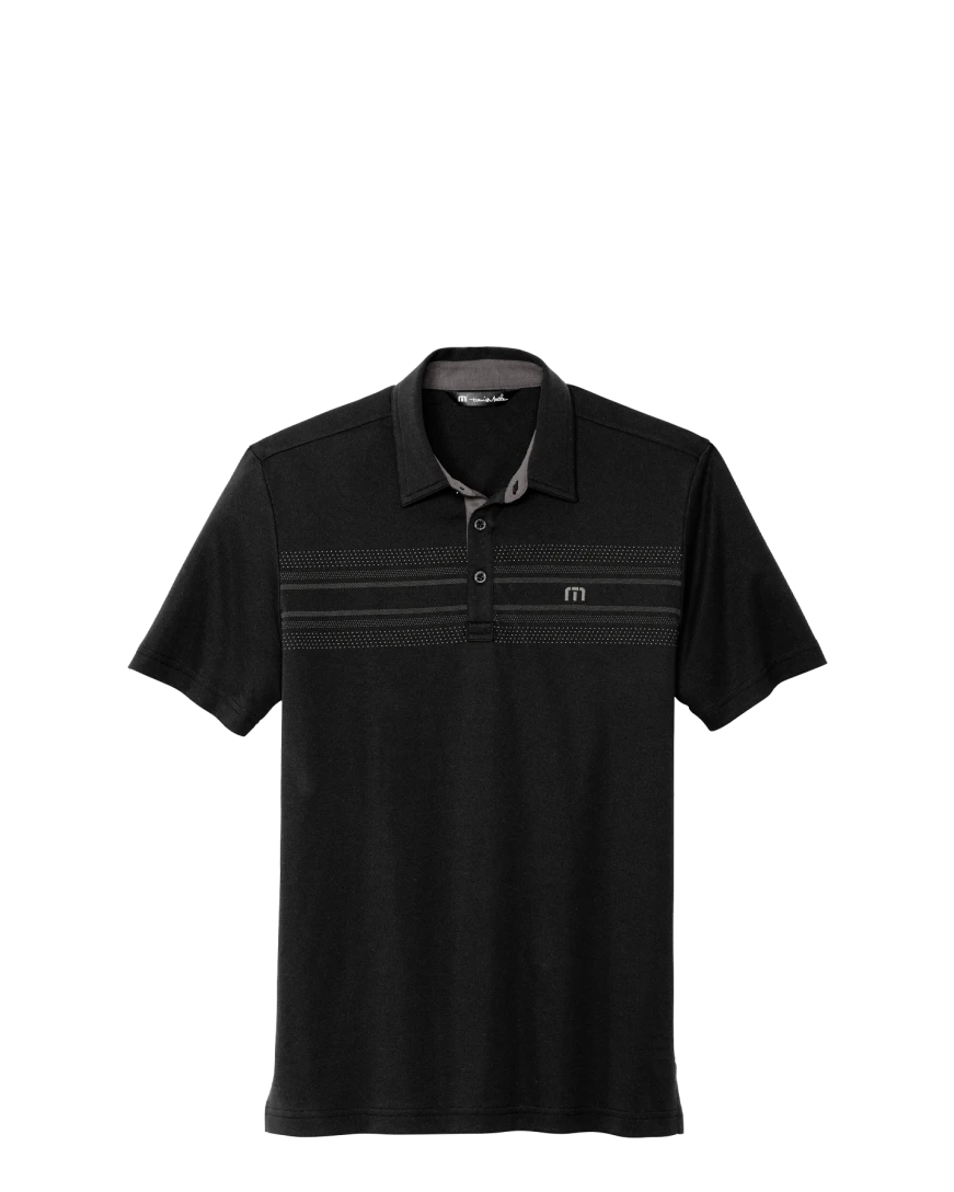 Image of a model wearing a TM1MW450 TravisMathew Monterey Chest Stripe Polo