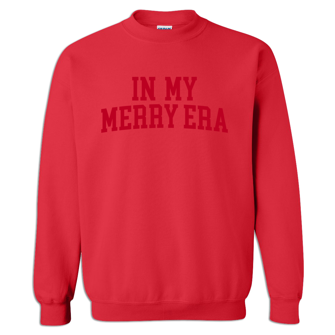 In My Merry Era Red Crewneck Sweatshirt Clear Ink