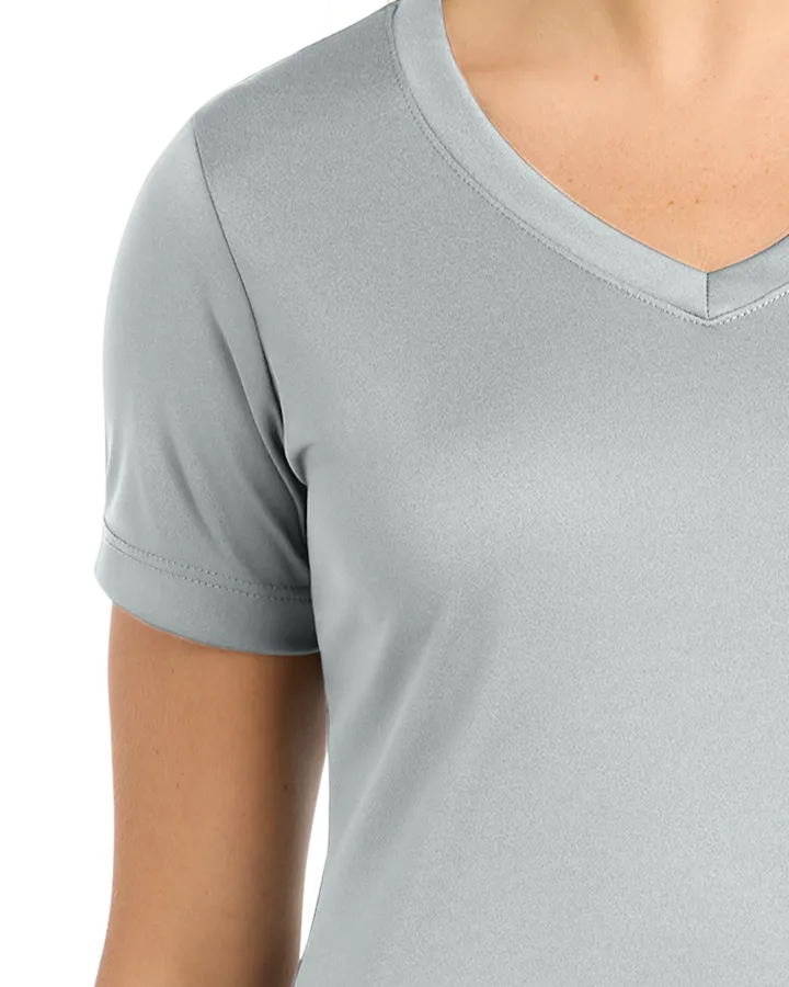 Closeup of a LST353 Sport-Tek Ladies Vneck short sleeve PosiCharge Competitor