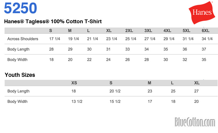 Hanes T Shirt Sizing Chart