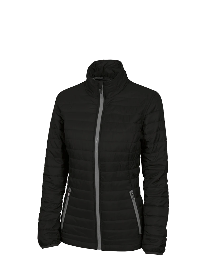Model wearing a 5640 Charles River Women's Lithium Quilted Jacket