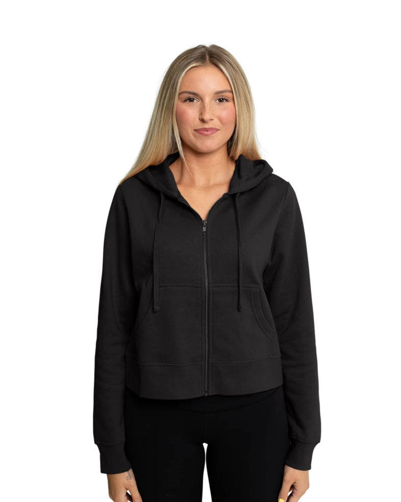 Image of a model wearing a DT6103 District® Women’s V.I.T.™ Fleece Full-Zip Hoodie