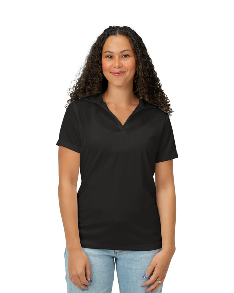 Image of a model wearing a LST640 Sport-Tek Ladies PosiCharge RacerMesh Polo