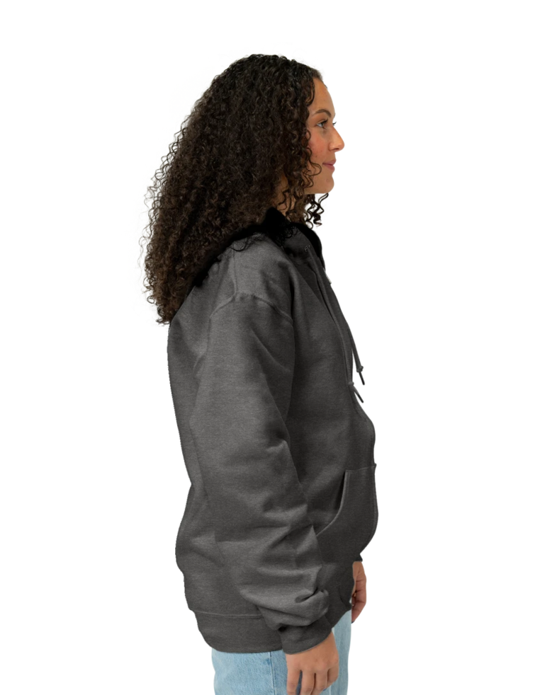 Image of a model wearing a 993M Jerzees Full Zip Hood