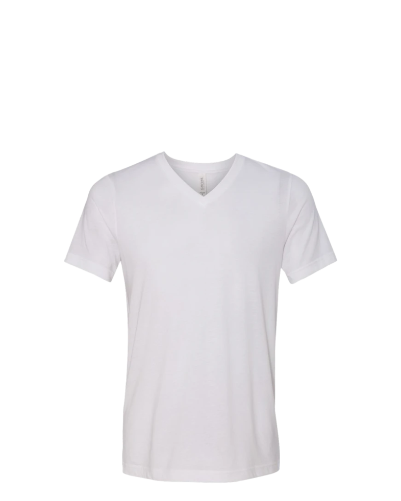 Image of a model wearing a 3415C Bella + Canvas Unisex Tri-Blend Short-Sleeve V-Neck T-Shirt