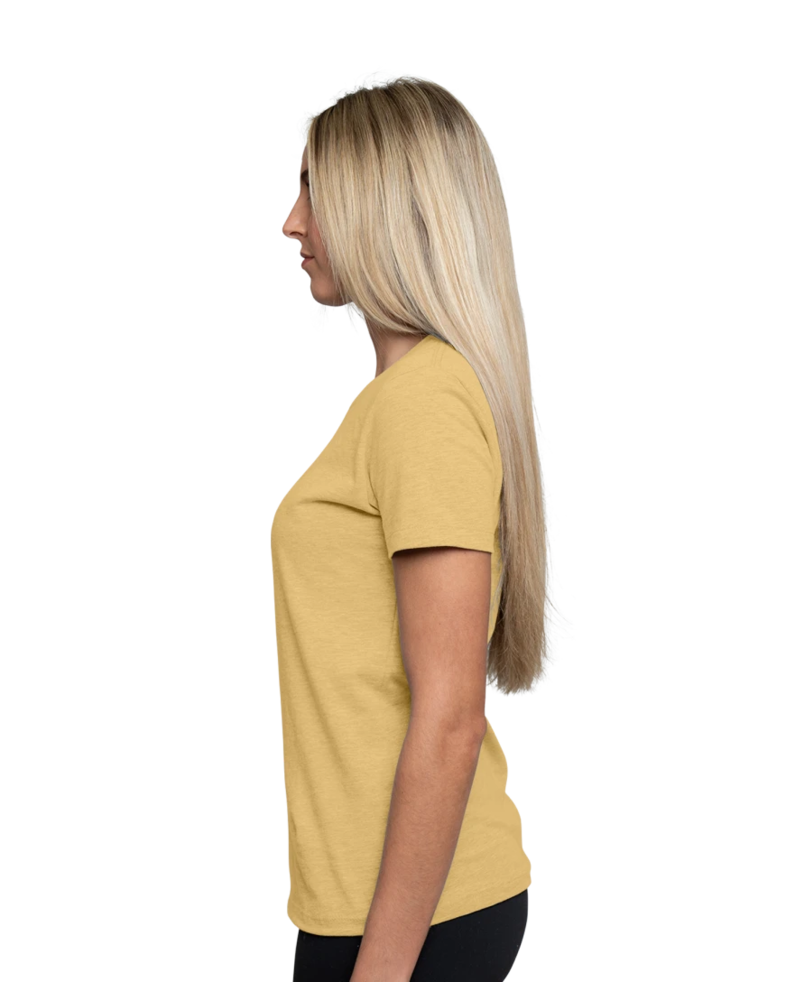 Image of a model wearing a NL3900 Next Level Ladies Boyfriend Tee