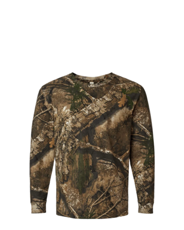 Model wearing a 3981 Code V Realtree Camouflage Long Sleeve T-Shirt