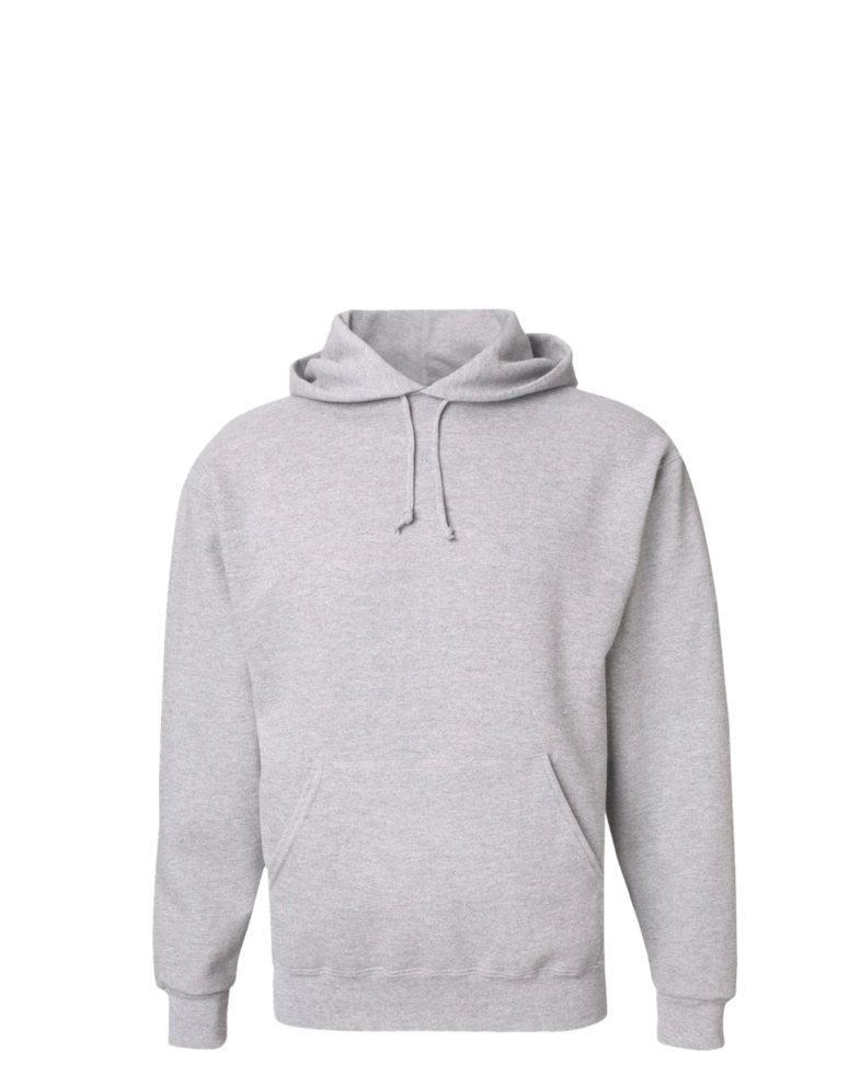 Image of a model wearing a 4997 Jerzees Super Sweats 50/50 Pullover Hood
