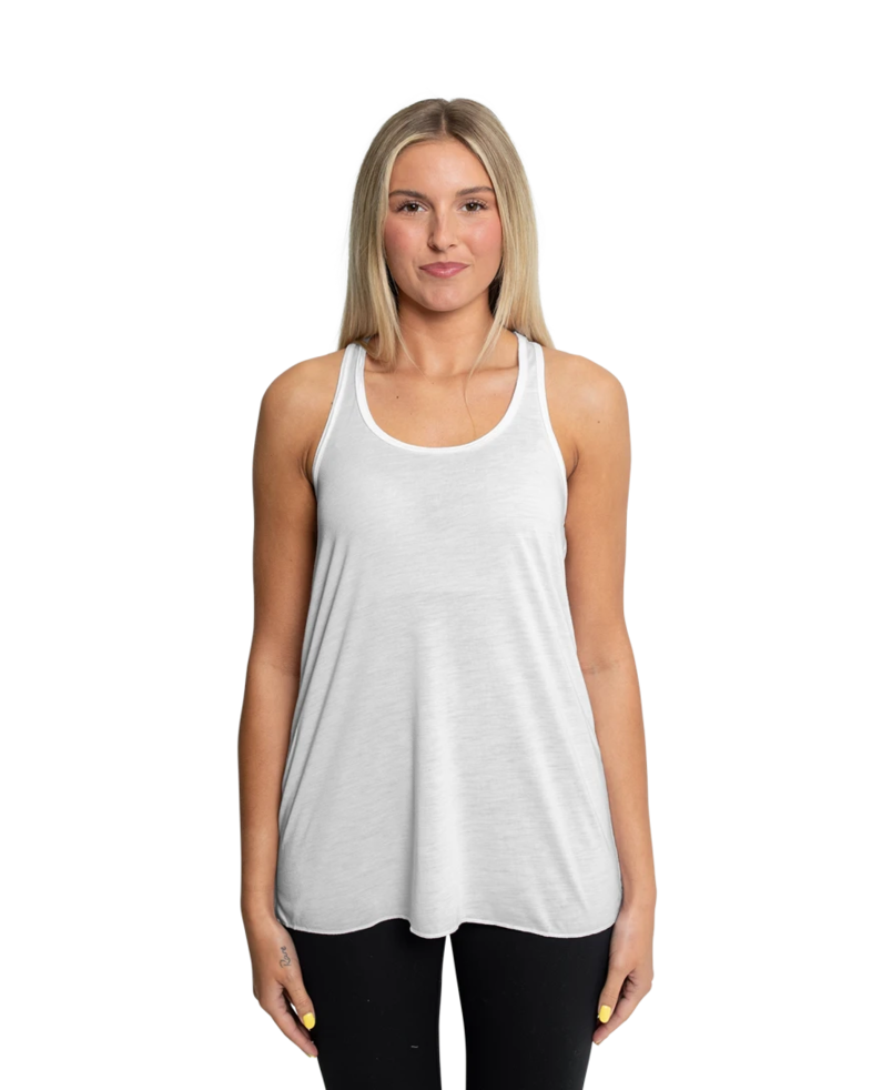 Image of a model wearing a B8800 Bella + Canvas Ladies Flowy Racerback Tank