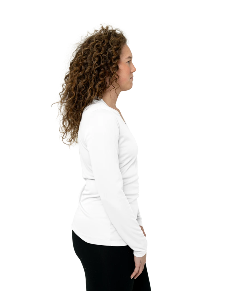 Image of a model wearing a LST353LS Sport-Tek Ladies Long Sleeve V-Neck PosiCharge Competitor Tee