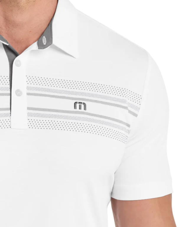Closeup of a TM1MW450 TravisMathew Monterey Chest Stripe Polo