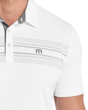 Closeup of a TM1MW450 TravisMathew Monterey Chest Stripe Polo