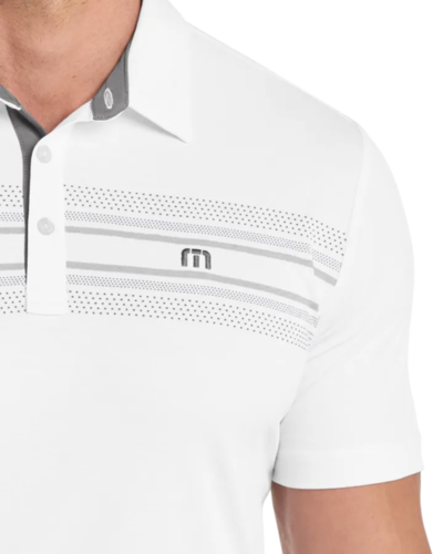 Closeup of a TM1MW450 TravisMathew Monterey Chest Stripe Polo