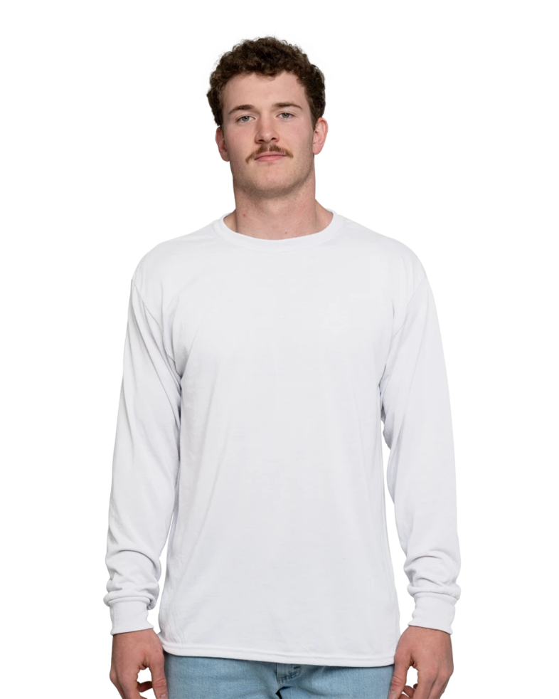 Image of a model wearing a 21ML Jerzees Sport Performance Long Sleeve T-Shirt 